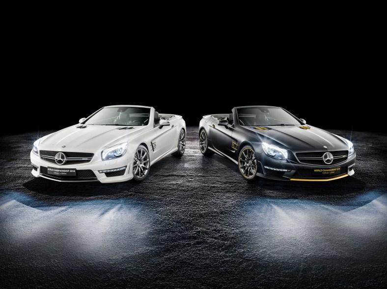 Mercedes-AMG SL 63 World Championship 2014 Collector’s Edition, Lewis Hamilton Black Model. Mercedes-AMG SL 63 World Championship 2014 Collector’s Edition, Nico Rosberg White Model.